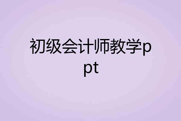 初级会计师教学ppt