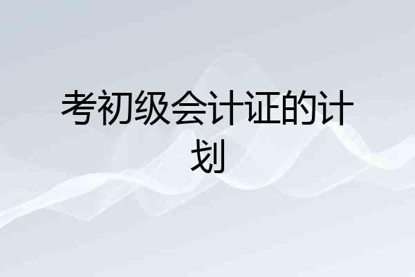 考初级会计证的计划