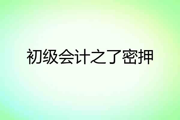 初级会计之了密押