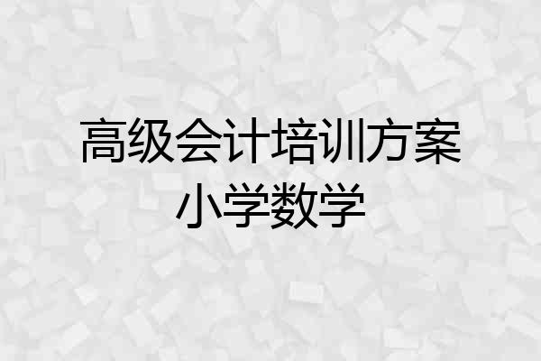 高级会计培训方案小学数学