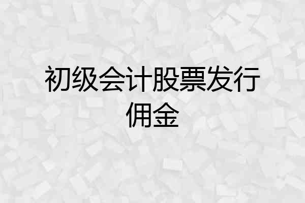 初级会计股票发行佣金