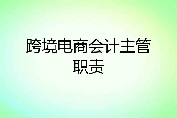 跨境电商会计主管职责