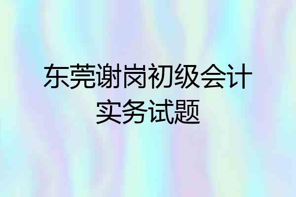 东莞谢岗初级会计实务试题