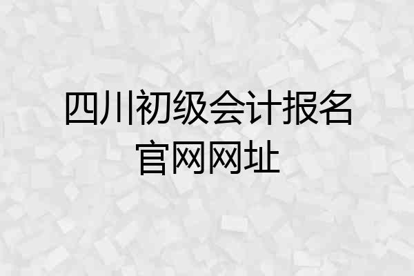 四川初级会计报名官网网址