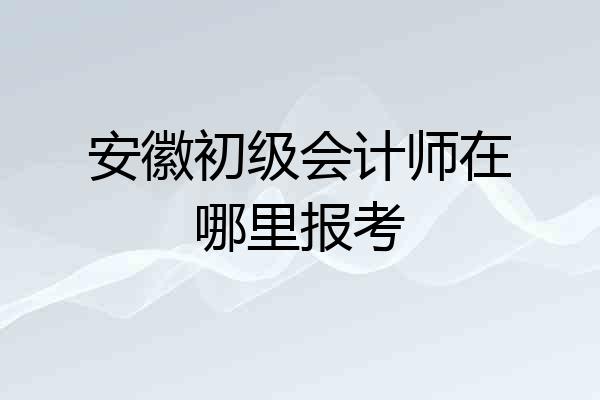 安徽初级会计师在哪里报考