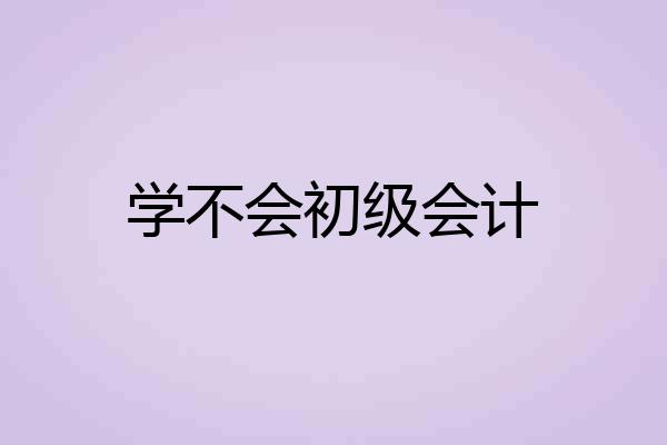 学不会初级会计