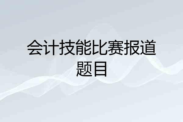 会计技能比赛报道题目