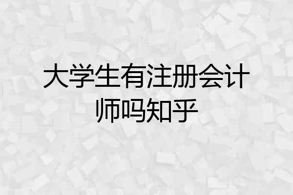 大学生有注册会计师吗知乎