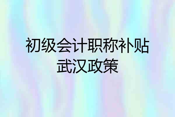 初级会计职称补贴武汉政策