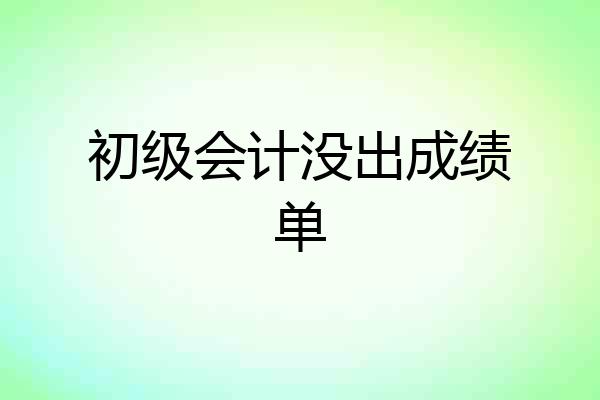 初级会计没出成绩单
