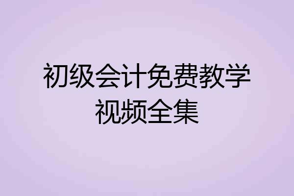 初级会计免费教学视频全集