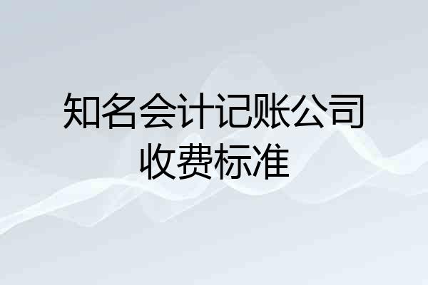 知名会计记账公司收费标准