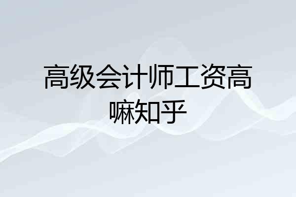 高级会计师工资高嘛知乎