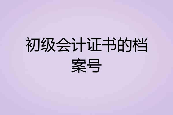初级会计证书的档案号