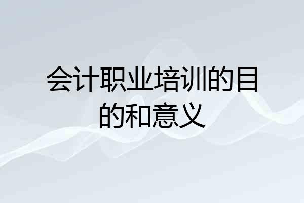 会计职业培训的目的和意义