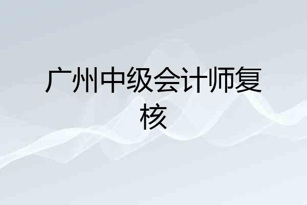 广州中级会计师复核