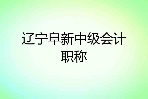 辽宁阜新中级会计职称