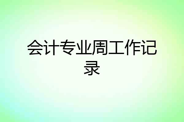 会计专业周工作记录