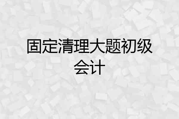 固定清理大题初级会计