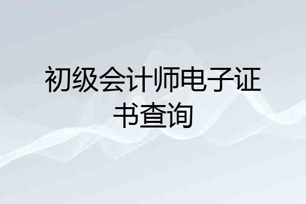 初级会计师电子证书查询