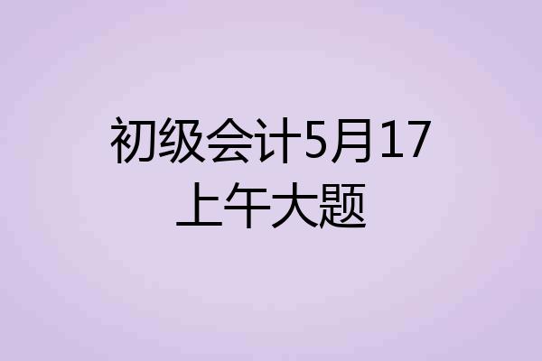 初级会计5月17上午大题
