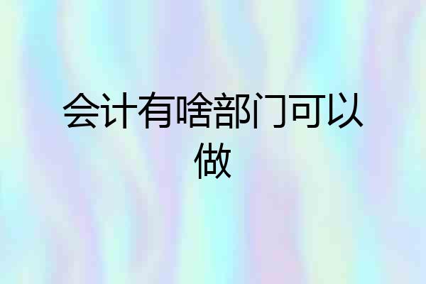 会计有啥部门可以做