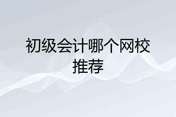 初级会计哪个网校推荐