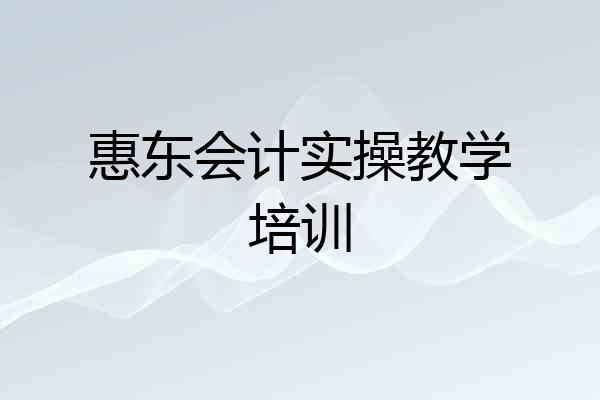 惠东会计实操教学培训