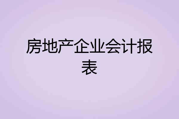 房地产企业会计报表