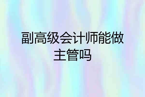 副高级会计师能做主管吗