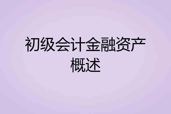 初级会计金融资产概述