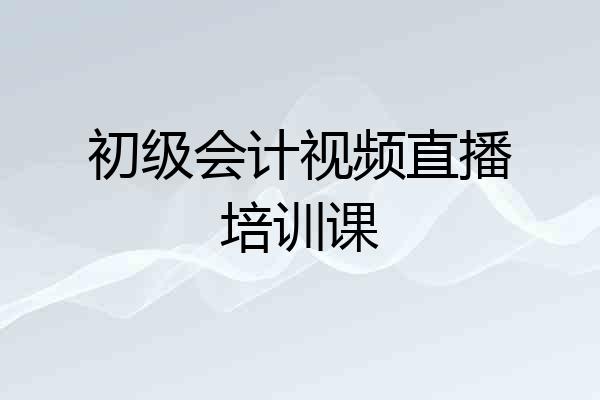 初级会计视频直播培训课
