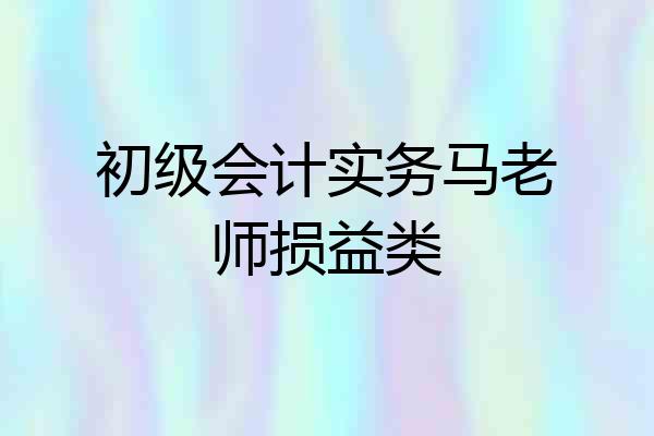 初级会计实务马老师损益类