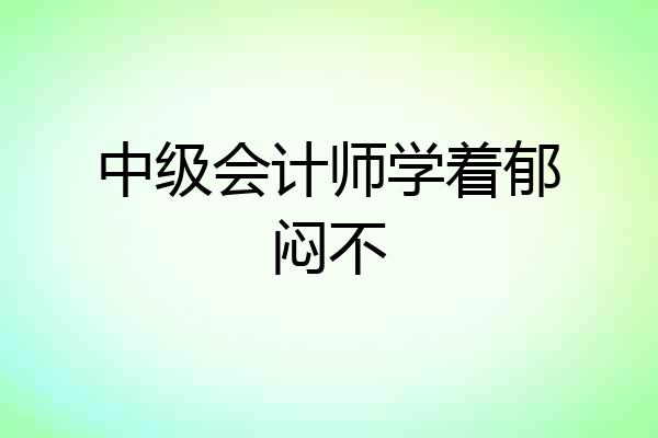 中级会计师学着郁闷不