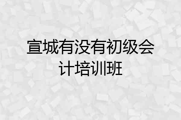 宣城有没有初级会计培训班