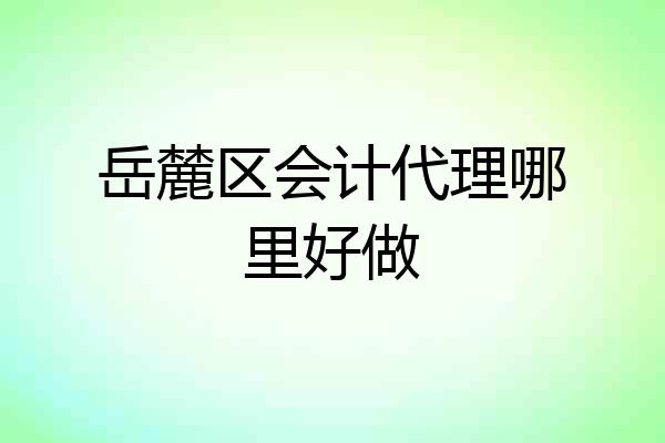 岳麓区会计代理哪里好做