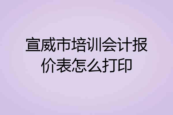 宣威市培训会计报价表怎么打印