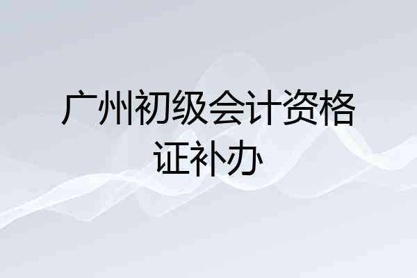 广州初级会计资格证补办