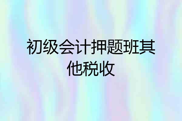 初级会计押题班其他税收