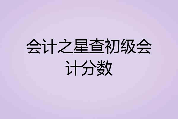 会计之星查初级会计分数