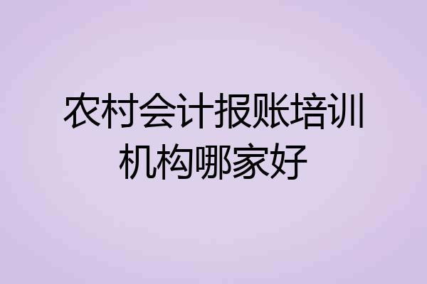 农村会计报账培训机构哪家好