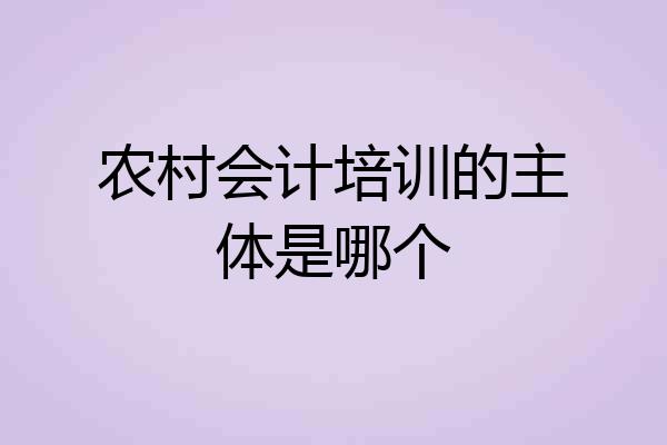 农村会计培训的主体是哪个
