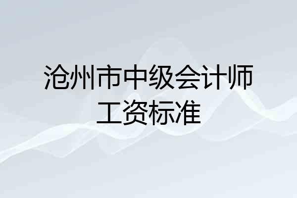 沧州市中级会计师工资标准