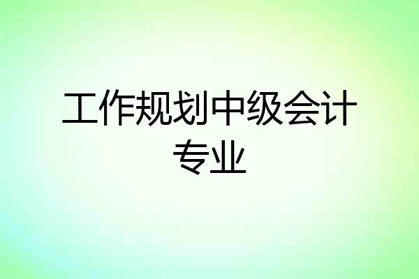 工作规划中级会计专业