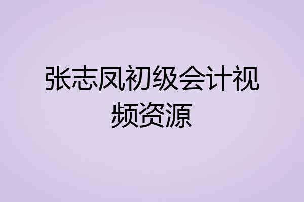张志凤初级会计视频资源