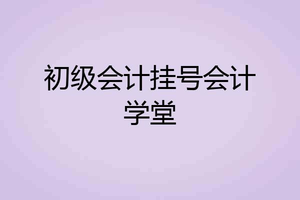 初级会计挂号会计学堂