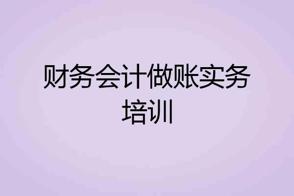 财务会计做账实务培训