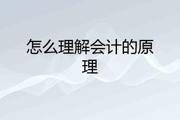 怎么理解会计的原理