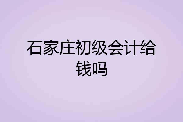 石家庄初级会计给钱吗