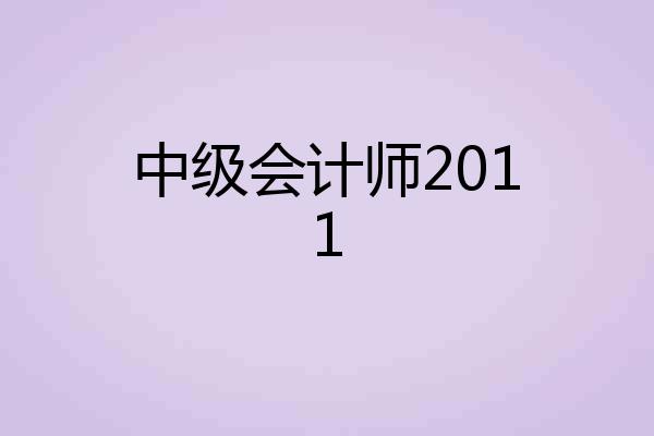 中级会计师2011